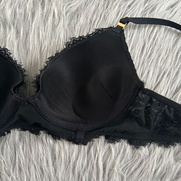 Aerie Push Up Bra Womens Size 34B Black Floral Lace Underwire Back Closure - Picture 6 of 7